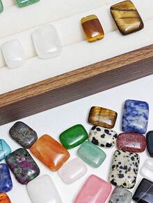 EECLYCJ 10/20 hạt đá tự nhiên hình chữ nhật 13*18mm hỗn hợp ngẫu nhiên DIY dạng hạt rời, pha lê tự nhiên, đá hình, mã não, mắt hổ, đá đốm, đá Aventurine xanh, đá thạch anh hồng, thạch anh tím, đá Sodalite nhiều màu hỗn hợp thương hiệu hòa bình may mắn năng lượng cho phụ nữ/bé gái/phụ nữ làm đồ trang sức vòng cổ vòng tay cổ điển Bohemian thủ công - 13*18mm - Xem 3