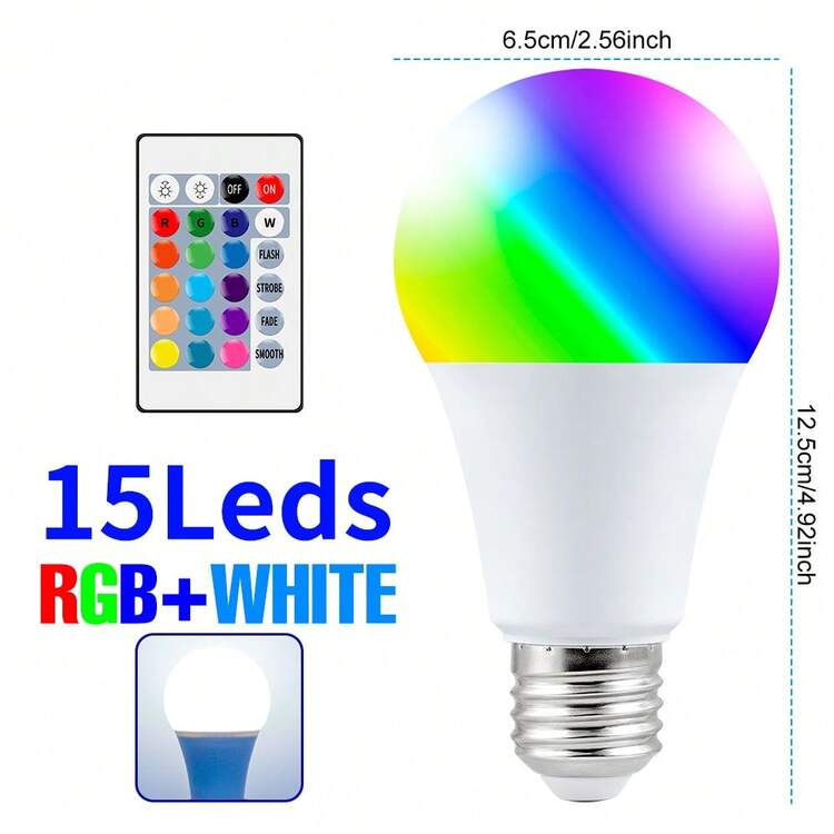 25W LED 智慧燈泡 RGB 附遙控器 E27/E26 彩色室內 220V/110V 多色變色可調光 嵌入式天花板燈 5W 臥室節日夜間裝飾 15W 4種閃爍模式 派對酒吧聚光燈 20W 客廳遊戲背光氛圍燈 10W - RGB Bulb-with 24key Remote(E27/E26) - 查看 17