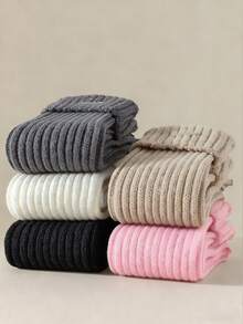 2 Pairs Women's Thick Warm Metal Logo Fashion JK Style Knee High Leg Warmers, Autumn/Winter, Cozy