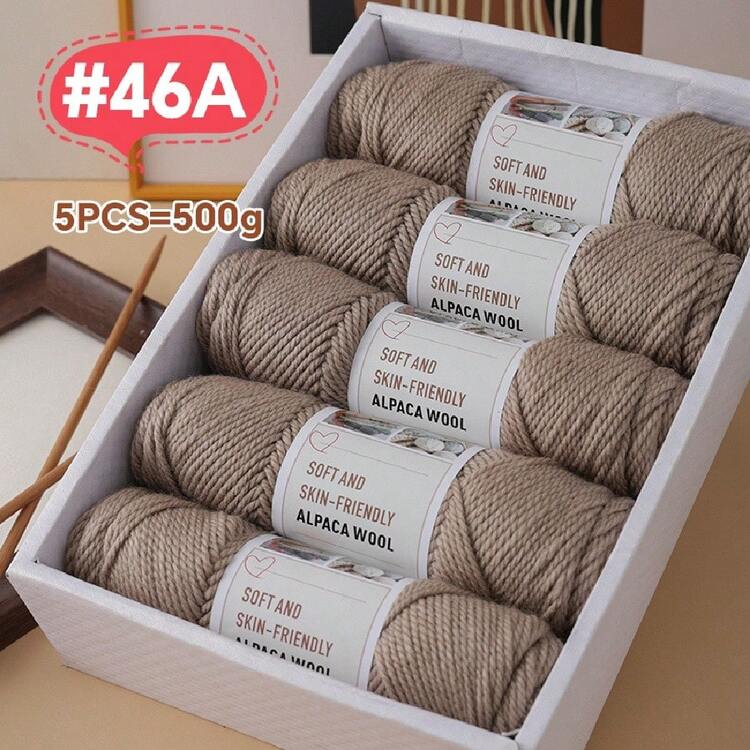 5pcs/Pack Chunky Knitting Yarn, Alpaca Knitted Blend, Handmade Sweater, Scarf, Jacket Knitting Supplies - 5-pack - View 28