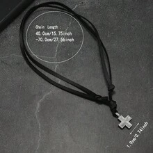 Hot Selling New Necklace Alloy Cross Accessories Simple Retro Woven Leather Necklace Unique Jewelrynecklace For Men - màu đen - Xem 2