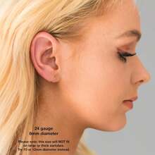 Tiny Hoop Earrings 14k Yellow Gold Fill, 8mm 24 Gauge Handmade Thin Everyday Minimalist Style Huggie Hoops Women, Children 6.5mm Inner Diameter - 1 - 查看 7