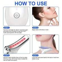 Aedwdpe Facial & Neck Skin Care Device - 7-Color LED Vibrating Beauty Tool With 600mAh Lithium Polymer Battery, USB Rechargeable, Ideal Gift For Daily Skin Care Routine - 白色 - 查看 4