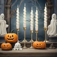 Spiral Taper Candle White Candlesticks,Gedengni 7.5 Inch Short Tapered Candles Cute Candle Sticks Small Twisted Candlestick For Dinner Holiday Wedding Party Housewarming,2D-Beige{Inchcolor_nameinch:InchBeigeinch,Inchsize_nameinch:Inch7INCHinch} - 淺褐色的 - 查看 3