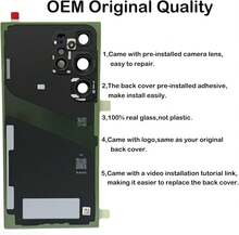 LEAFE For Samsung Galaxy S24 Ultra Back Glass Replacement,OEM Original Back Cover Replacement For Samsung Galaxy S24 Ultra 5G (6.8 Inchs) With Repari Tools And Pre-Installed Adhesive (Titanium Black) - S24 Ultra - 查看 2