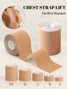1卷胸部提拉胶带 - 隐形丰胸胶带，透气弹性面料，自粘式胸贴，适合A-G罩杯，可支撑露背和无肩带连衣裙，可重复使用 - 彩色 - 查看 1