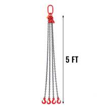 Eslinga de cadena , capacidad de peso de 11000 lb, cadena de elevación G80 de 5/16'' x 5' con ganchos de agarre, certificación DOT, revestimiento ennegrecido de acero al manganeso y longitud ajustable, para sitios de construcción de fábricas y muelles - 5/16'' x 5' - Ver 10