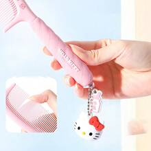 Miniso Sanrio Hello Kitty Fine-Tooth Flat Comb Hair Comb, Pink Comb Teeth And Handle, Adorable Kitty Pendant Paired With Comfortable Handle, A Great Helper For Daily Hair Care (1 PC) - Pink - View 5