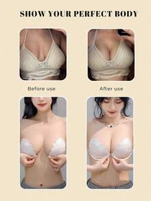 1pc Lace Invisible Push-Up Bra, Comes With Randomly Sewn Transparent Straps, Suitable For Women's Wedding Dresses, Camisoles, Bras - Pairs Well With Camisoles, Dresses, Jumpsuits