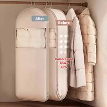 1 Peça Bolsa Suspensa de Compressão Bege (90/110/130cm) - Design Selado a Vácuo Economiza 40% de Espaço, Adequado para Jaquetas de Penas e Roupas de Inverno, Armazenamento de Luxo Transparente, Presente Ideal para Ação de Graças/Natal/Halloween e - Multicolorido - Visão 3