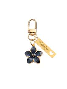 1个定制金属樱花钥匙扣，个性化不锈钢钥匙圈，可刻字，时尚复古，简约独特，秋季新款设计，男女通用，轻巧优雅的樱花造型，带吊牌，适合挂在包包、车钥匙上，情侣及节日礼物之选，精致浪漫