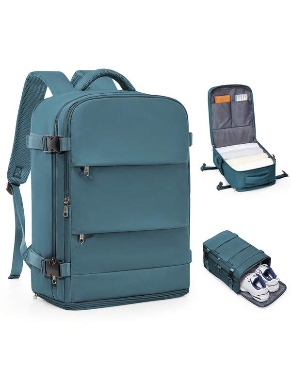 Unisex Large Travel Backpack, Business Laptop Backpack, Carry-On Size 40x20x25cm, Meets Airline Standards, Water-Resistant, Multi-Function Separate Shoe Compartment, Wet & Dry Separation, Suitable For Students, Commuting And Laptop Use