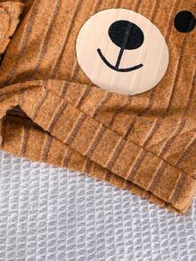 2件套新生男婴可爱小熊上衣和休闲裤套装 - 棕色 - 查看 5