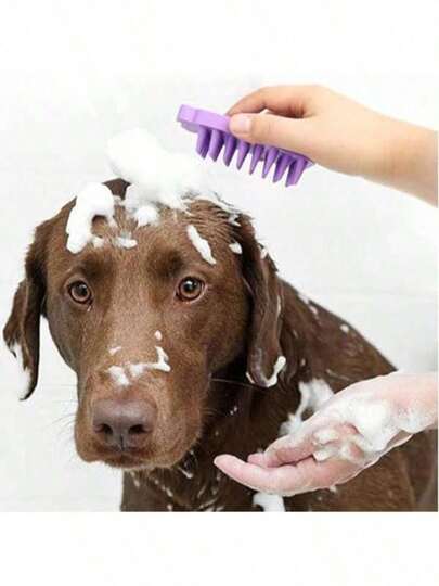 1 st mjuk gummiborste för grooming och massage för katter och hundar, manuell badborste för husdjur, massageborste för katt, rengöringsborste, med icke-elektrisk massagebadborste i gummi, groomingverktyg för hundar och katter, hundtillbehör, katttillbehör