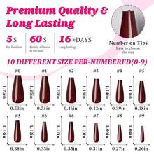 100pc Colored Coffin Press On Nails Long Ballerina False Fake Nail Tips Full Cover Manicure Design Acrylic Nails For Women Teen FFgirls (Red){Inchcolor_nameinch:InchRedinch} - 紅色 - 查看 6