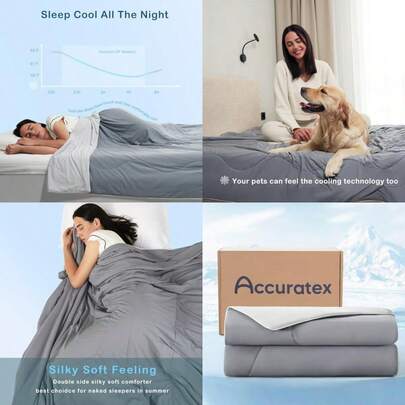 Cooling Comforter Queen SizeQMax > 0.45 ArcChill Cooling Blanket Lightweight Cool Blankets For Hot Sleepers And Night Sweats Silky Soft Breathable Summer Cool Comforter Grey 228x228