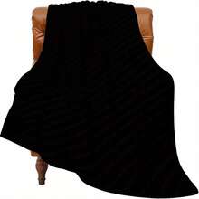 1PC Black Simple Flannel Blanket - Exquisite Design, Suitable For All Seasons, Nap, Office, Sofa, Car - Great Gift Choice, Durable Edges, Fun Shape, Small Throw Blanket - Multicolor - View 5