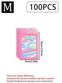 100/10 件透明窗口珠宝袋，渐变色珠宝密封袋，可重复使用，防尘防氧化，适用于戒指、耳环、项链、吊坠等珠宝、珠宝配饰整理、家居必需品、节日礼物。 - 彩色 - 查看 49