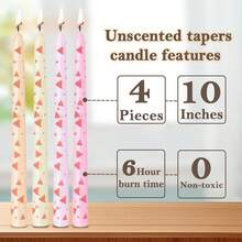 10 Inch Geometric Printed Tapered Candles 4 Pack Triangles Handmade Dripless Less Candlesticks For Wedding Party Dinner Home Decor{Inchcolor_nameinch:InchTriangleinch,Inchsize_nameinch:Inch10Inch-4Countinch} - 三角形 - 查看 4