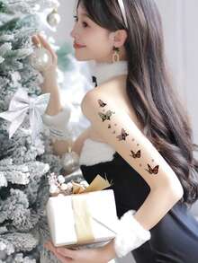 (1 Bộ 30 Tờ) Miếng Dán Hình Xăm Tạm Thời Chống Thấm Nước Hình Bướm Nhiều Màu, Chân Thực & Cá Nhân Hóa - Nhiều màu - Xem 5