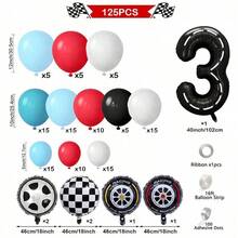 Two Fast Birthday Decorations Race Car Party Supplies For Racing Balloon Garland Arch Kit Blue Red White Latex Balloons And Wheel Checkered Foil Balloons 1 2 3 4 5 6 7 8 9 Years Old Birthday Decor - Color Mixing - View 11