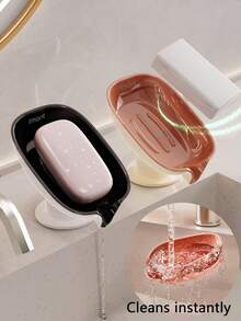 1pc Soap Dish - Luxury Suction Cup Soap Holder, Bathroom Storage Rack, Suitable For Bathroom Countertop Bathroom Accessories Bathroom Tools