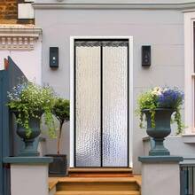 AIYYIPA 1pc Magnetic Door Curtain, Pet Friendly & Easy Installation, EVA Material, Semi-Transparent White Slat Design. With Geometric Pattern & Noise Reduction Details, Thermal Insulation, Suitable For Home Use, All Season & Pet Friendly Scenarios - Multicolor - View 6