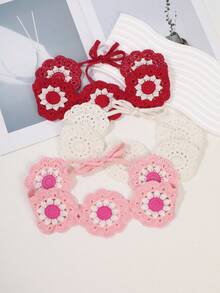 1条波西米亚风镂空针织向日葵发带，适合旅行、日常佩戴和拍照，可作发带、头巾、吸汗带、发箍，秋冬季女士度假装扮必备发饰，优雅围巾，柔软头巾。 - 彩色 - 查看 6