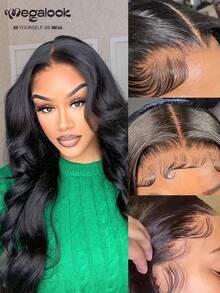 Megalook Lace Front Wig, 6x5 Inches Wavy Lace Wig, Transparent Lace, Pre-Cut & Pre-Bleached, Tiny Knots Lace Closure, Natural Looking Hair Wig