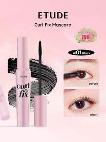 ETUDE Curl Fix 睫毛膏 #1 黑色，採用 Curl 24H 技術，有效捲翹並豐盈細睫毛長達 24 小時，持久捲翹、豐盈與長度，防水防暈染，不易褪色，細軟刷頭適合初學者，韓系美妝，禮品組 8g/0.28oz - Black - 查看 2