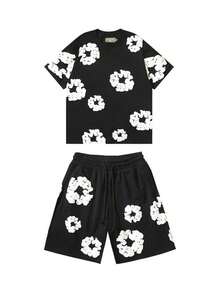 Foam Donut Printed Kapok Short-Sleeved Casual T-Shirt Cover For Men WomenNew Style - Đen và trắng - Xem 1