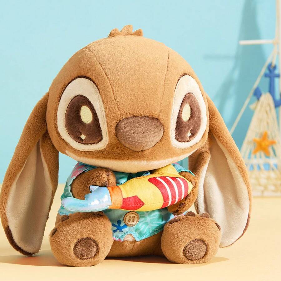 Miniso 迪士尼史迪奇系列 - 10英寸棕色皮革坐姿毛绒玩偶（史迪奇），不含夜光填充物，亲肤材质，标志性史迪奇爪子细节，可收藏展示（1个） - 彩色 - 查看 1