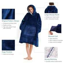 2025 New Wearable Hooded Blanket, Double-Sided Flannel With Pockets, Slouchy Blanket Thick Long Sleeve Jumpsuit Blanket, Soft & Warm, Suitable As Gift For Men And Women - Multicolor - View 2