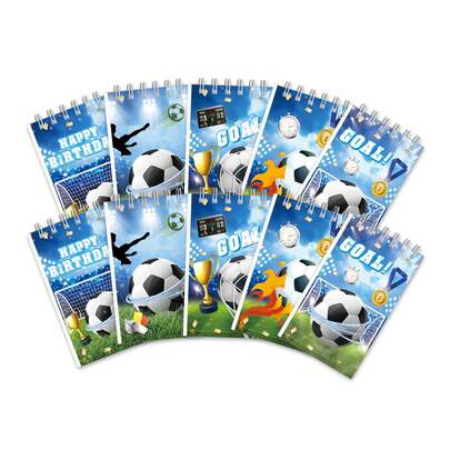 12本足球主题线圈笔记本，学生笔记本，Word笔记本，线圈笔记本，布艺笔记本，记事本，学校文具，学生奖品，派对笔记本，返校文具用品，圣诞节笔记本