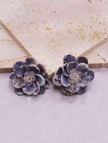 1 Pair Fashionable Sweet Acrylic Flower Stud Earrings, Elegant Crystal Earrings For Vacation, Casual And Daily Wear - Hoa tai - Xem 4