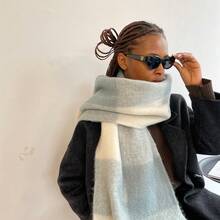 1 bufanda de crin de caballo de color nuevo, bufanda de malla gruesa de alta calidad y estilo moderno, estilo europeo-americano. - gris - Ver 2