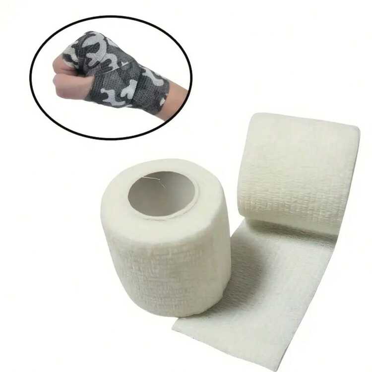 6/12/24/30 piezas Vendaje adhesivo blanco, transpirable y suave de tela no tejida, vendaje elástico autoadhesivo, cinta de 5CM * 4.5M - Blanco - Añade 3