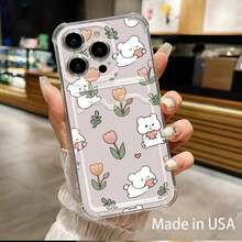 Funda transparente para teléfono con ranura para tarjetas. Compatible con teléfonos móviles de 16, 15, 14, 13, 12 y 11. Diseño moderno y sencillo. Esquinas reforzadas y resistentes a caídas. Funda transparente para todo tipo de teléfonos. - Blanco - Ver 4