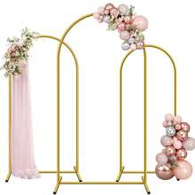 TAIMASI 3 Set Metal Arch Backdrop Stand, Golden Wedding Arch Stand Set Of 3(7.2Ft+6.6Ft +6Ft), Stable Wedding Arch Frame For Wedding Birthday Party Shower Ceremony Graduation Decoration Christmas | Durable Metal Stand, Wedding Decorations Supplies, Anniversary - Gold - View 2