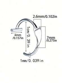 2 件银色朋克风格非穿孔唇环，时尚个性化唇环 - 兩個尖唇環 - 查看 4