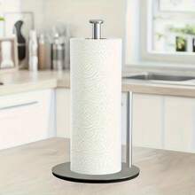 1pc Stainless Steel Kitchen Paper Towel Holder With Weighted Base - Heavy Duty Countertop Organizer, Space-Saving Design, Fits Paper Towels, Toilet Paper, Kitchen Roll Holder, Wall-Mounted Storage, Modern Kitchen Accessory, Durable Kitchen Supplies, Wall-Mounted Dispenser - Multicolor - View 4