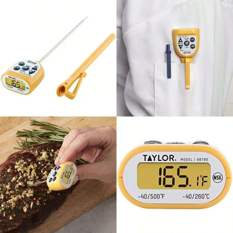 Taylor Termómetro Digital Compacto Impermeable, LCD Retroiluminado Ámbar, HOLD(default) - Tipo 1 - Ver 1