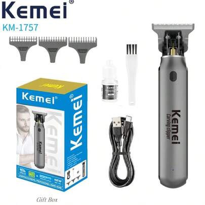  KM-1757 Original Kemei Professional Cordless Men's Hair Clipper, Powerful Beard Trimmer, Rechargeable Hair Cutting Machine