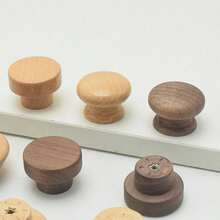 1pc Mushroom Shaped Cabinet Door Handle, Nordic Minimalist Wardrobe Cupboard Drawer Shoe Cabinet Solid Wood Single Hole Pull Handle - Multicolor - View 4