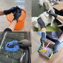 [Disposable Gloves For Kitchen] 50pcs Multi-Color Disposable Nitrile Gloves For Kitchen, Pet Bathing, Hair Dye, Manicure & Food Prep - Essential Household Cleaning Supplies, Small Tools, Disposable Apparel - Black - View 7