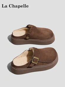 1 双 La Chapelle 女式休闲软底平底鞋，圆头低跟户外通勤鞋，优雅软底徒步鞋适合学生毕业照，低帮皮革保暖鞋