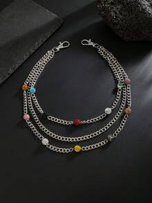 1 pieza Cadena de pantalón de cristal colorida, elegante y minimalista de estilo retro, correa diagonal punk y hip hop para hombres, para decoración de pantalones, adecuada para festivales de música, bodas, inauguraciones escolares y moda callejera en otoño/invierno