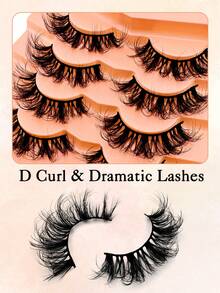 7 Pairs Fluffy Cat-Eye Lashes D Curl Russian Strip False Eyelashes Cat Eye Lashes Natural Look Fluffy Faux Mink Lashes Volume Wispy Long Foxy Eye Lifting Look Fake Eyelashes - 黑色 - 查看 6