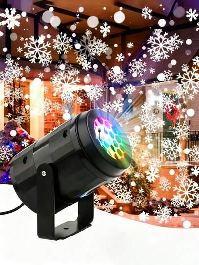 1 Stück USB betriebenes Innen-/Außenweihnachts-Projektionslicht/Schneeflocken-Projektionslicht, rotierender Projektionslampe, 16 einzigartige Weihnachtsthemen, dynamisches weißes Schneeflocken-Muster, 360° einstellbare Rotation, LED-Schnee-Lampen-Projektor, Weihnachtsdekoration, Valentinstag-Dekoration, Weihnachts-/Feiertagsparty Karneval Hochzeit Garten Hof, Geburtstag, Party, Außenweihnachtsbeleuchtung