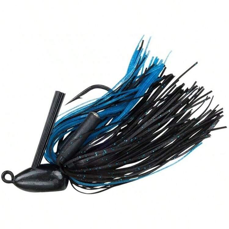 Booyah Boo Jig Plano Inferior 18 Grados de Elevación, Protección Contra Malas Hierbas, Mustad Ultra Point, Dos Sonajeros Magnum, 1 Pieza - Negro/Azul - Añade 2